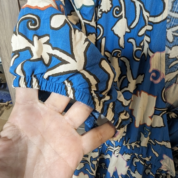 Blue and cream dress have Pockets! NWOT size M Knox Rose - Picture 6 of 8